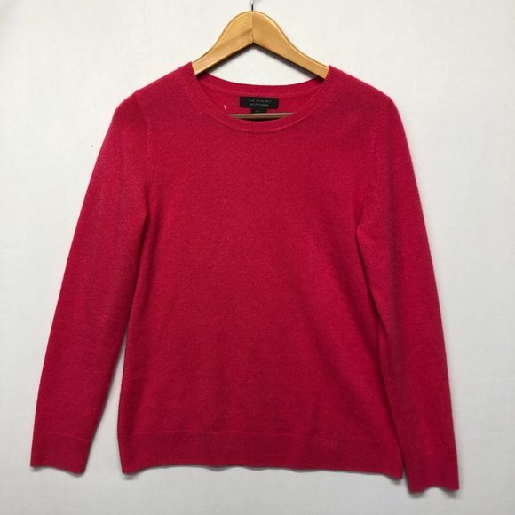 Tahari Women 100% 2-Ply Cashmere Sweater Size Medium Hot Pink M113 -21 - Picture 1 of 16